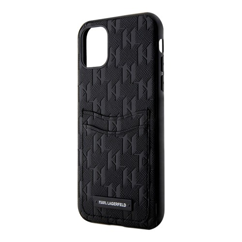 Чехол Lagerfeld PU Saffiano Monogram with Cardslot Hard для iPhone 11, черный