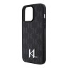 Karl Lagerfeld для iPhone 15 Pro Max чехол PU Saffiano Monogram Metal logo Hard Black