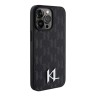 Karl Lagerfeld для iPhone 15 Pro Max чехол PU Saffiano Monogram Metal logo Hard Black