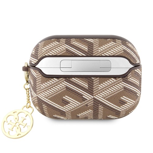 Guess для Airpods Pro чехол PU leather G CUBE with metal logo and Charm Brown