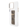 Guess для iPhone 15 Pro чехол GripStand PC/TPU 4G with Script metal logo Hard Clear/Brown