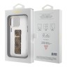Guess для iPhone 15 Pro чехол GripStand PC/TPU 4G with Script metal logo Hard Clear/Brown