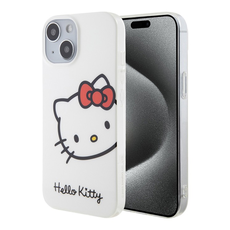 Hello Kitty для iPhone 15 чехол PC/TPU Kitty Head Hard White