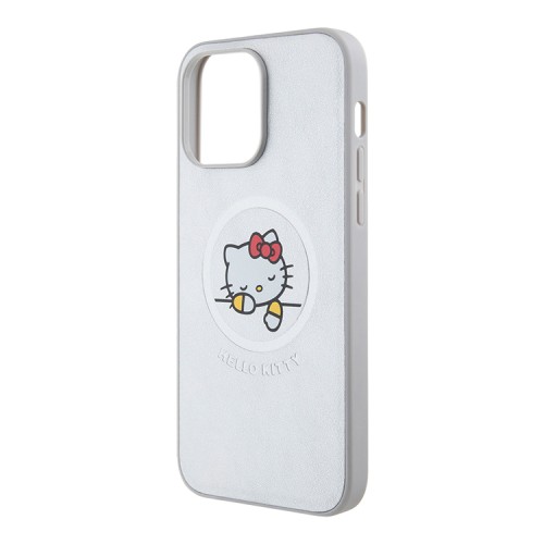 Hello Kitty для iPhone 15 Pro Max чехол PU Leather Kitty Asleep Hard Silver (MagSafe)