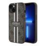 Guess для iPhone 15 чехол PU 4G Stripes Hard Brown (MagSafe)