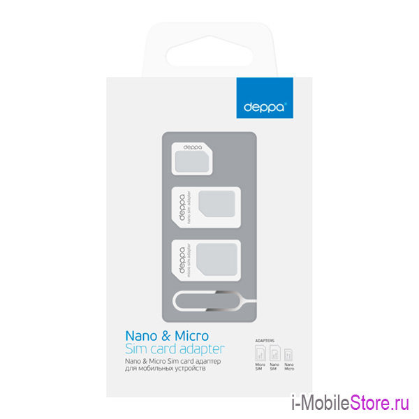 Sim адаптер для Nano & Micro карт, Deppa 74000