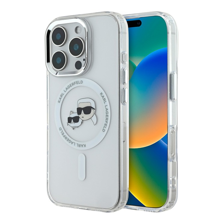 Karl Lagerfeld для iPhone 16 Pro Max чехол PC/TPU NFT Karl&Choupette прозрачный (MagSafe)