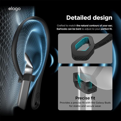 Elago для Galaxy Buds 3/3 Pro крепление EarHook Black (2 шт.)