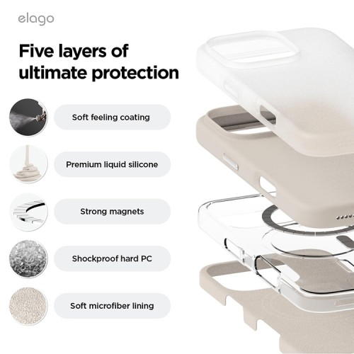 Elago для iPhone 16 Pro Max чехол Soft silicone (Liquid) Stone (MagSafe)