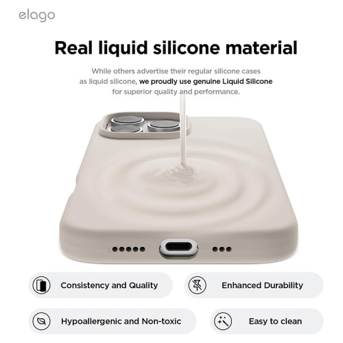 Elago для iPhone 16 Pro Max чехол Soft silicone (Liquid) Stone (MagSafe)