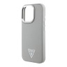 Guess для iPhone 16 Pro чехол PU Grained leather Triangle metal logo Hard Beige (MagSafe)