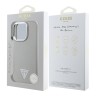 Guess для iPhone 16 Pro чехол PU Grained leather Triangle metal logo Hard Beige (MagSafe)