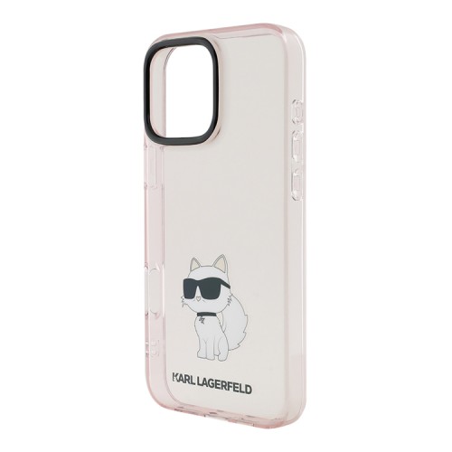 Karl Lagerfeld для iPhone 16 Pro Max чехол PC/TPU NFT Choupette body Translucent Pink