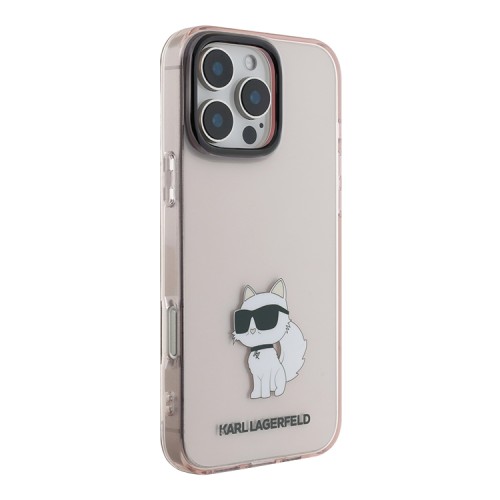 Karl Lagerfeld для iPhone 16 Pro Max чехол PC/TPU NFT Choupette body Translucent Pink