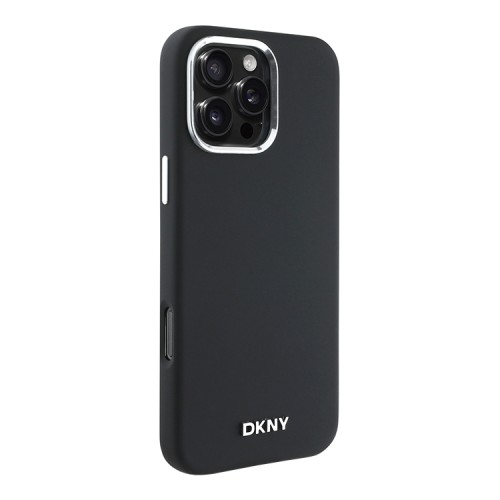 DKNY для iPhone 16 Pro Max чехол Liquid Silicone Metal logo and Camera frame Hard Black (MagSafe)