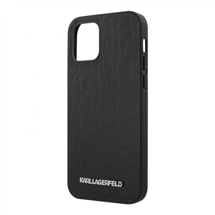Чехол Karl Lagerfeld PU Kameo embossed Metal logo Hard для iPhone 12 mini, черный