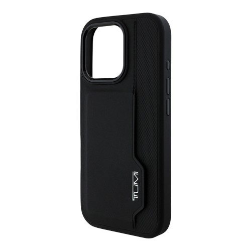 TUMI для iPhone 16 Pro Max чехол Genuine Leather with Vertical cardslot Hard Black