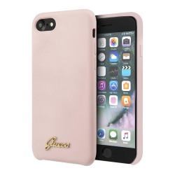 Чехол Guess Liquid Silicone Gold Metal logo для iPhone 7/8/SE 2020, розовый