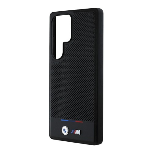 BMW для Galaxy S25 Ultra чехол M-Collection PU Perforated Tricolor Metal logo Hard Black (MagSafe)