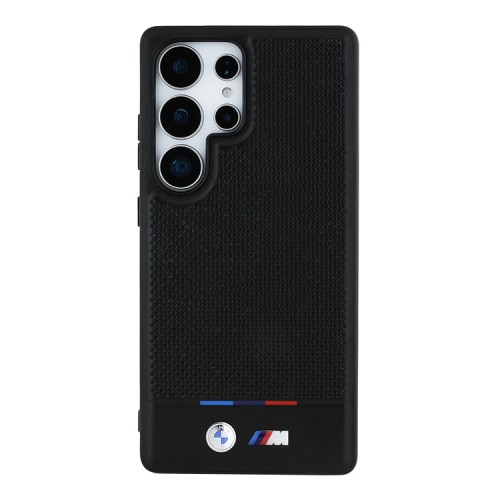 BMW для Galaxy S25 Ultra чехол M-Collection PU Perforated Tricolor Metal logo Hard Black (MagSafe)