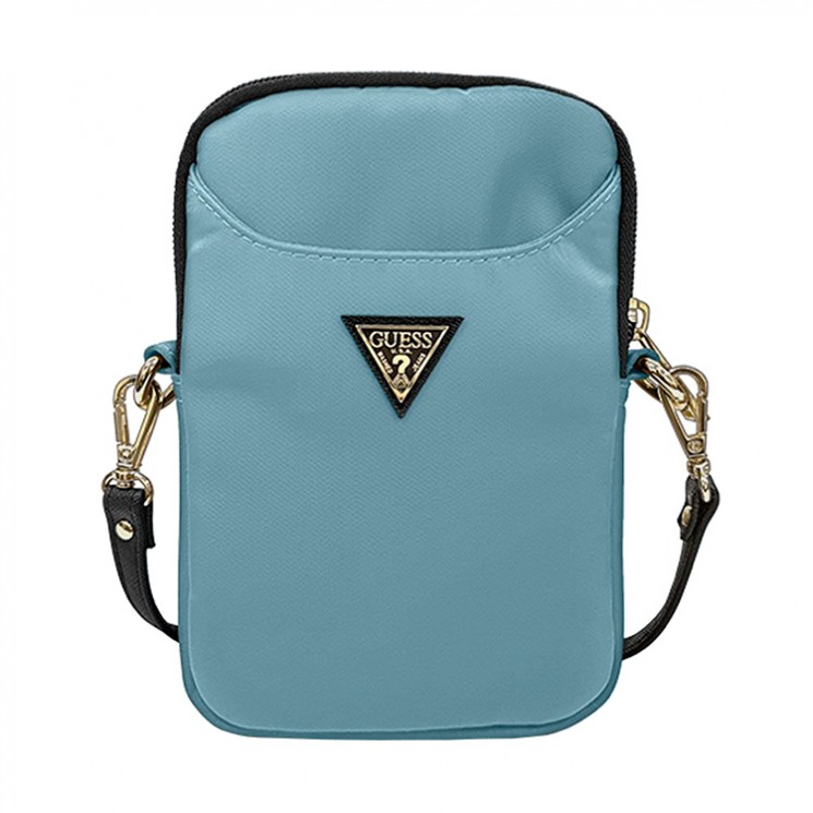 Guess Nylon phone bag with Triangle metal logo для смартфонов, голубая GUPBNTMLLB