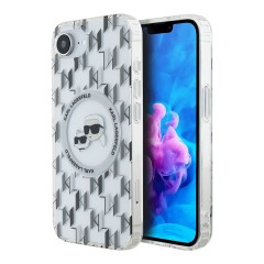 Karl Lagerfeld для iPhone 16e чехол PC/TPU Monogram NFT Karl & Choupette Hard Transparent (MagSafe)