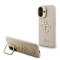 Guess для iPhone 16 чехол PU Grained leather 4G Big metal logo and Camera Stand Hard Beige