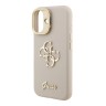 Guess для iPhone 16 чехол PU Grained leather 4G Big metal logo and Camera Stand Hard Beige