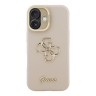 Guess для iPhone 16 чехол PU Grained leather 4G Big metal logo and Camera Stand Hard Beige