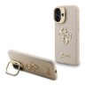 Guess для iPhone 16 чехол PU Grained leather 4G Big metal logo and Camera Stand Hard Beige