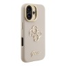 Guess для iPhone 16 чехол PU Grained leather 4G Big metal logo and Camera Stand Hard Beige