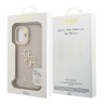Guess для iPhone 16 чехол PU Grained leather 4G Big metal logo and Camera Stand Hard Beige