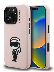 Karl Lagerfeld для iPhone 16 Pro Max чехол Liquid Silicone Sketch Karl Ikonik Pink (MagSafe)