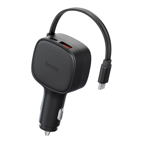 Energea АЗУ Bazic GoDrive Loop 84, USB-C +USB-A +75cm retractable USB-C cable (Total 84W) Black