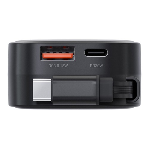 Energea АЗУ Bazic GoDrive Loop 84, USB-C +USB-A +75cm retractable USB-C cable (Total 84W) Black