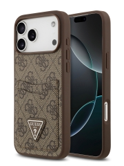 Guess для iPhone 17 Pro чехол PU 4G Double cardslot Triangle metal logo Hard Brown