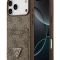 Guess для iPhone 17 Pro чехол PU 4G Double cardslot Triangle metal logo Hard Brown