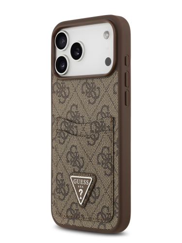 Guess для iPhone 17 Pro чехол PU 4G Double cardslot Triangle metal logo Hard Brown