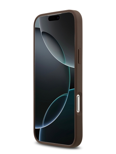 Guess для iPhone 17 Pro чехол PU 4G Double cardslot Triangle metal logo Hard Brown