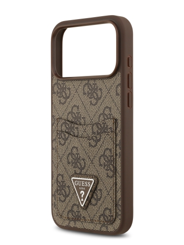 Guess для iPhone 17 Pro чехол PU 4G Double cardslot Triangle metal logo Hard Brown