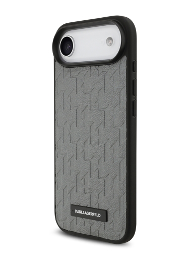 Karl Lagerfeld для iPhone Air чехол PU Saffiano Monogram Metal Plate logo Hard Grey (MagSafe)