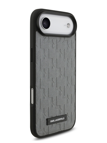 Karl Lagerfeld для iPhone Air чехол PU Saffiano Monogram Metal Plate logo Hard Grey (MagSafe)
