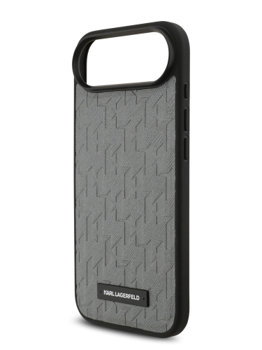 Karl Lagerfeld для iPhone Air чехол PU Saffiano Monogram Metal Plate logo Hard Grey (MagSafe)