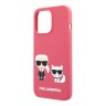 Чехол Lagerfeld Liquid silicone Karl & Choupette Hard для iPhone 13 Pro, фуксия