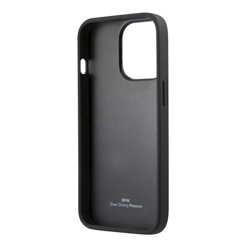 Кожаный чехол BMW Signature Genuine leather with cardslot Hard для iPhone 13 Pro Max, черный