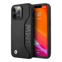 Кожаный чехол BMW Signature Genuine leather with cardslot Hard для iPhone 13 Pro Max, черный