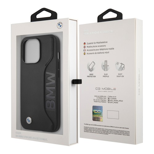 Кожаный чехол BMW Signature Genuine leather with cardslot Hard для iPhone 13 Pro Max, черный