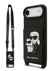 Karl Lagerfeld для iPhone Air чехол Crossbody cardslot PU Saffiano NFT Karl&amp;Choupette Hard Black
