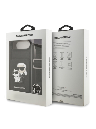 Karl Lagerfeld для iPhone Air чехол Crossbody cardslot PU Saffiano NFT Karl&Choupette Hard Black