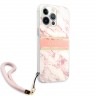 Чехол Guess Marble Hard +Nylon hand cord для iPhone 13 Pro Max, розовый